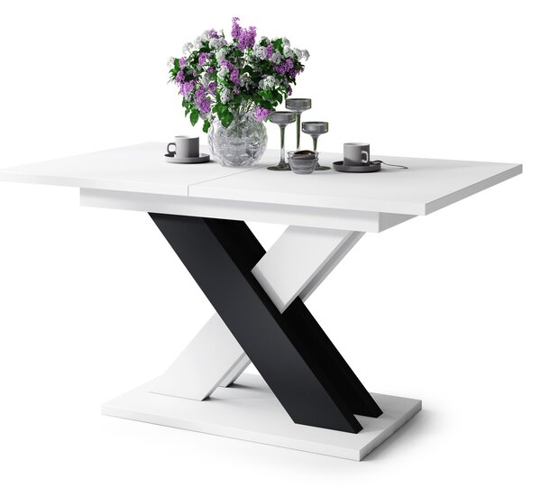 KARO Biela Matná/Čierna Matná - MODERNÝ ROZKLADACÍ STÔL DO 180 cm!