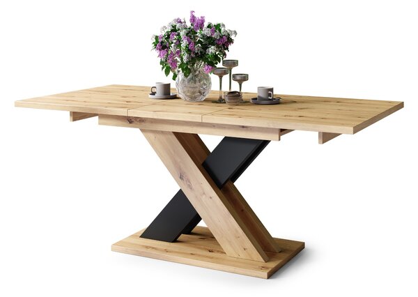 KARO Dub Artisan/Čierna Matná - MODERNÝ ROZKLADACÍ STÔL DO 180 cm!