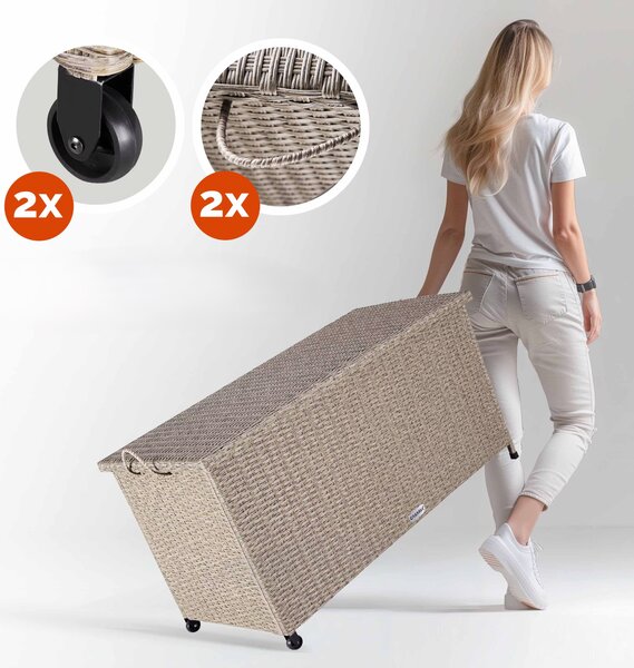Úložný box s kolieskami 370 L - krémový