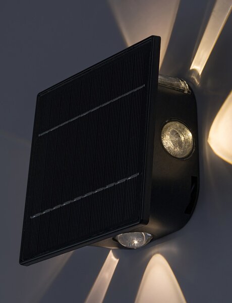 RABALUX 77034 Emmen solárne nástenné svietidlo so senzorom LED 0,5W/50lm 3000+6000K IP54 čierna, priehľadná