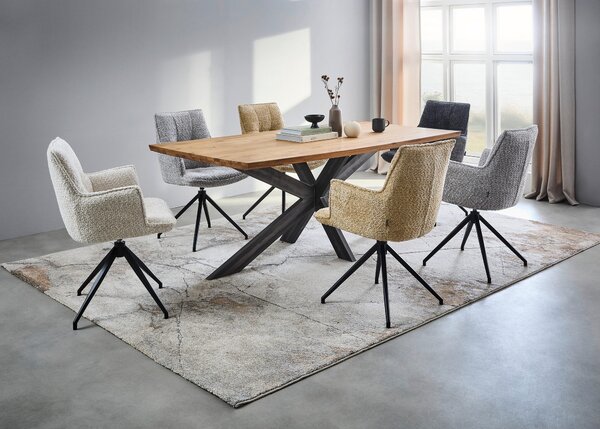 STOLIČKA S PODRÚČKAMI, železo, ženilka, čierna, béžová Ambia Home - Stoličky