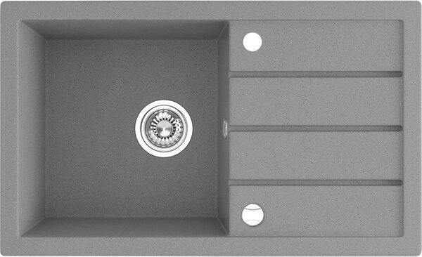 Laveo Trzynastka, 1-komorový granitový drez 790x480x185 mm, šedá, LAV-SBP_511T