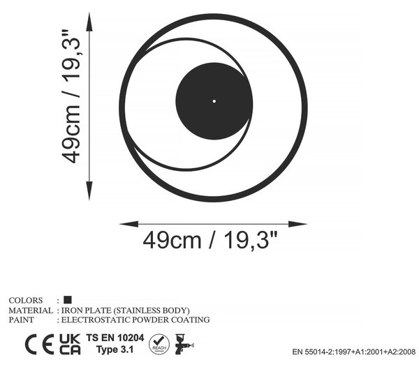 NÁSTENNÉ HODINY čierna 49/49/0,15 cm - Hodiny, Online Only