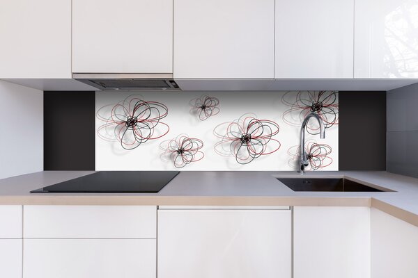 DIMEX | Dibond doska za kuchynskú linku | DBW-18060-098 Červeno-čierne okvetné lístky | 180 x 60 cm