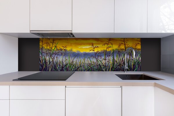 DIMEX | Dibond doska za kuchynskú linku | DBW-18060-210 Denimová maľba lúčnej trávy | 180 x 60 cm