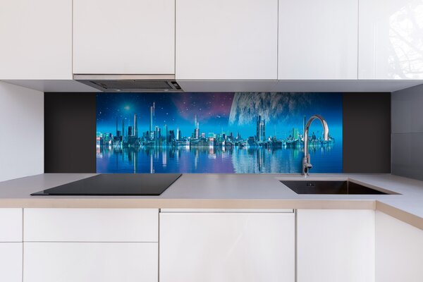 DIMEX | Dibond doska za kuchynskú linku | DBW-18060-036 Mesto budúcnosti | 180 x 60 cm