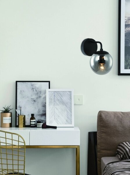 Open Design OR81411 - Nástenné svietidlo BAO 1xE27/8W/230V čierna/dymovo sivá