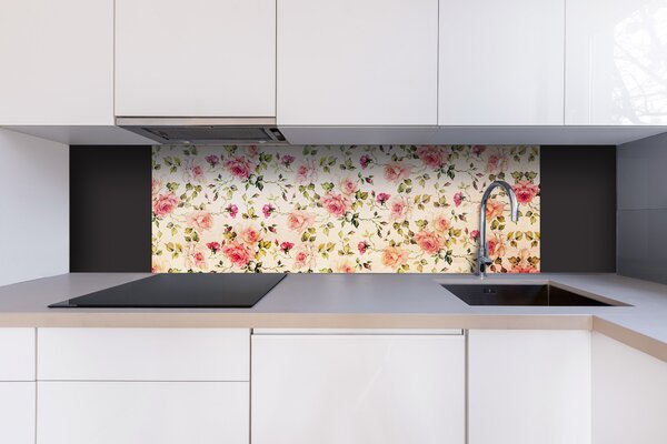 DIMEX | Dibond doska za kuchynskú linku | DBW-18060-177 Ružičky | 180 x 60 cm