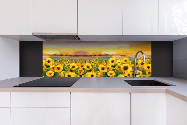 DIMEX | Dibond doska za kuchynskú linku | DBW-18060-214 Maľba slnečníc | 180 x 60 cm