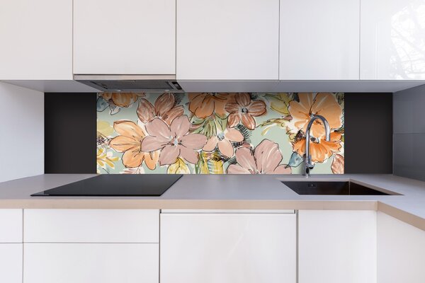DIMEX | Dibond doska za kuchynskú linku | DBW-18060-215 Farebný kvetinový vzor | 180 x 60 cm