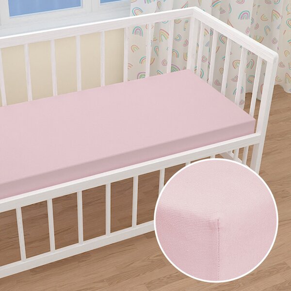 Detské jersey napínacie prestieradlo do postieľky JR-032 Púdrovo ružová 60 x 120 x 10 cm - do postieľky