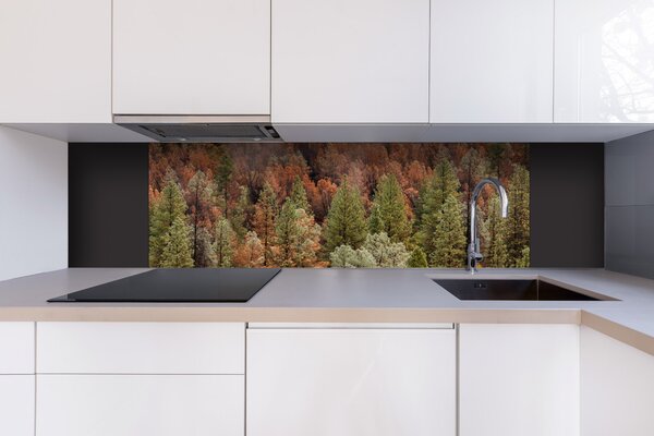 DIMEX | Dibond doska za kuchynskú linku | DBW-18060-198 Farebný borovicový háj | 180 x 60 cm