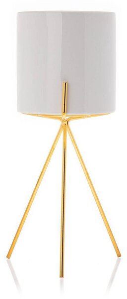 KERAMICKÝ KVETINÁČ SO STOJANOM EMMA SMOOTH 28X13 CM BIELA
