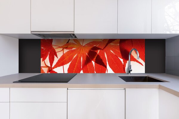 DIMEX | Dibond doska za kuchynskú linku | DBW-18060-008 Červené listy | 180 x 60 cm