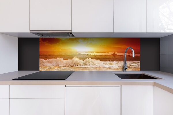 DIMEX | Dibond doska za kuchynskú linku | DBW-18060-204 Vlny v západe slnka | 180 x 60 cm