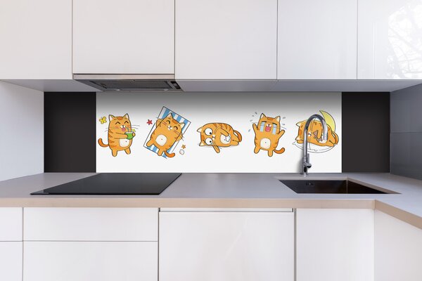 DIMEX | Dibond doska za kuchynskú linku | DBW-18060-184 Mačacie emócie | 180 x 60 cm