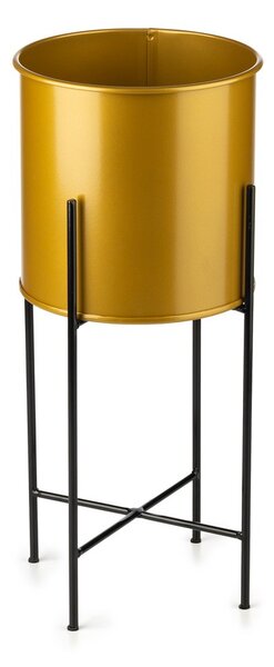 KOVOVÝ KVETINÁČ SO STOJANOM GLAMOUR 55X24 CM ZLATÁ/ČIERNA