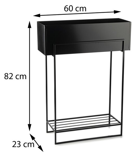 KOVOVÝ KVETINÁČ SO STOJANOM RECT 82X23X60 CM ČIERNA