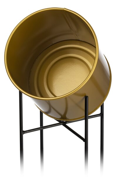 KOVOVÝ KVETINÁČ SO STOJANOM GLAMOUR 95X24 CM ZLATÁ/ČIERNA