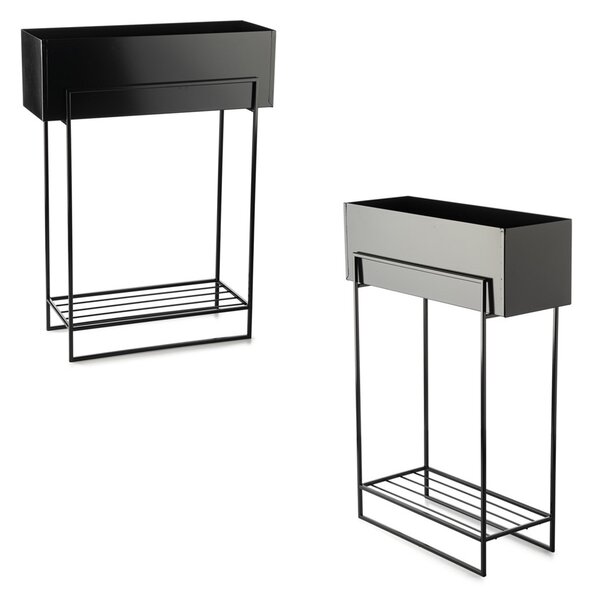 KOVOVÝ KVETINÁČ SO STOJANOM RECT 82X23X60 CM ČIERNA