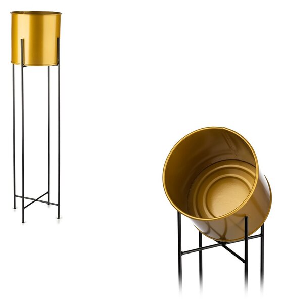 KOVOVÝ KVETINÁČ SO STOJANOM GLAMOUR 95X24 CM ZLATÁ/ČIERNA