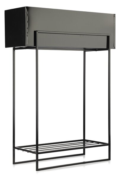 KOVOVÝ KVETINÁČ SO STOJANOM RECT 82X23X60 CM ČIERNA