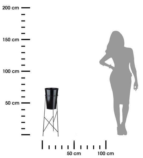 KOVOVÝ KVETINÁČ SO STOJANOM SIM 72X21 CM ČIERNA