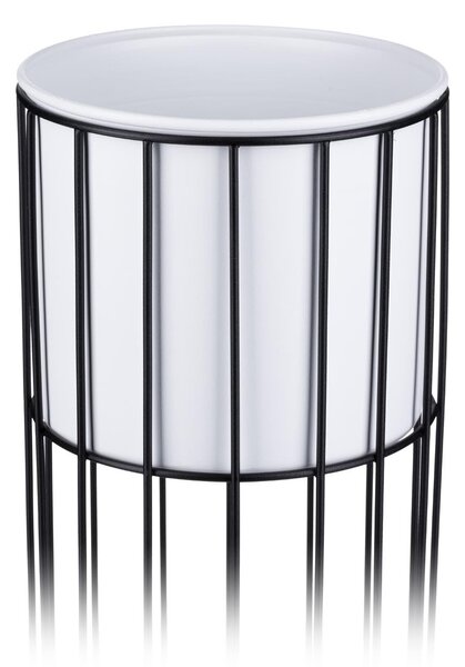 KOVOVÝ KVETINÁČ SO STOJANOM GLAM 55X20 CM BIELA/ČIERNA