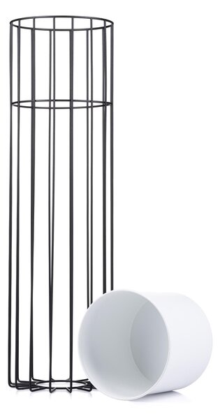 KOVOVÝ KVETINÁČ SO STOJANOM GLAM 70X20 CM BIELA/ČIERNA