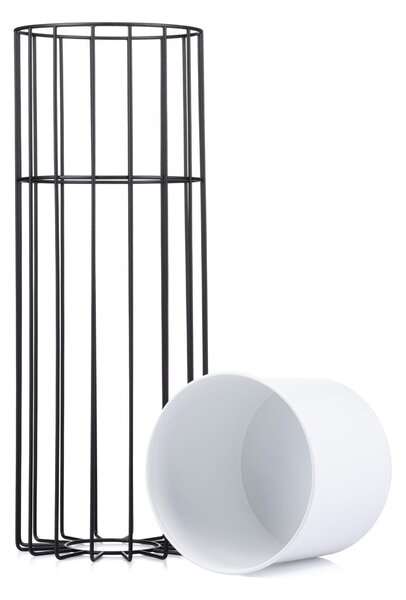KOVOVÝ KVETINÁČ SO STOJANOM GLAM 55X20 CM BIELA/ČIERNA