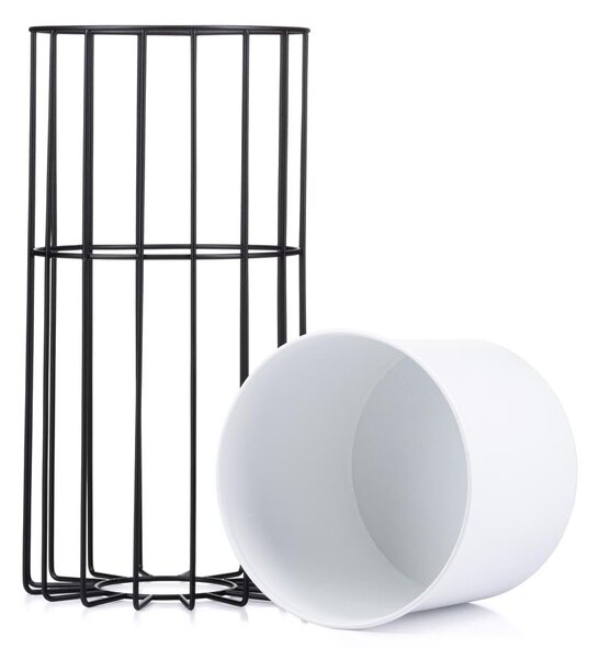 KOVOVÝ KVETINÁČ SO STOJANOM GLAM 42X20 CM BIELA/ČIERNA