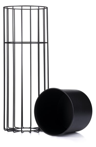 KOVOVÝ KVETINÁČ SO STOJANOM GLAM 55X20 CM ČIERNA
