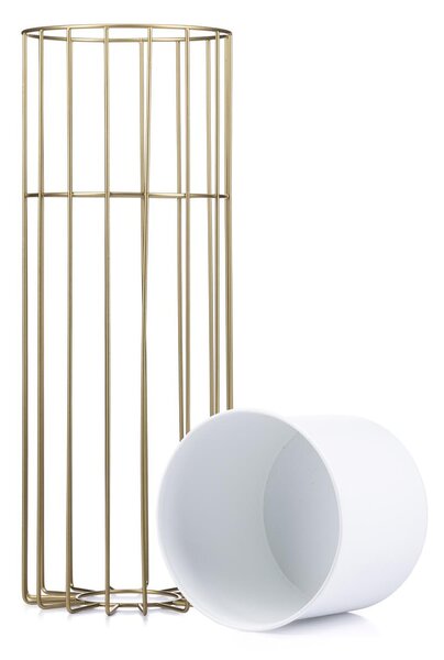 KOVOVÝ KVETINÁČ SO STOJANOM GLAM 55X20 CM BIELA/ZLATÁ