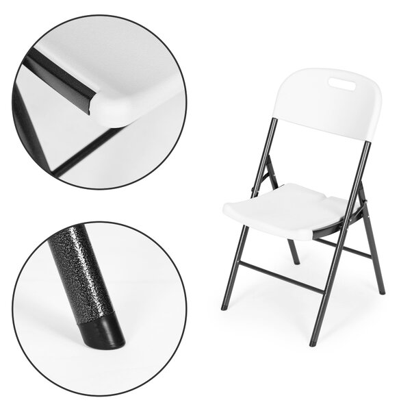 ModernHome Sada 4 skladacích stoličiek, kovový rám HDPE - biela, ModernHome