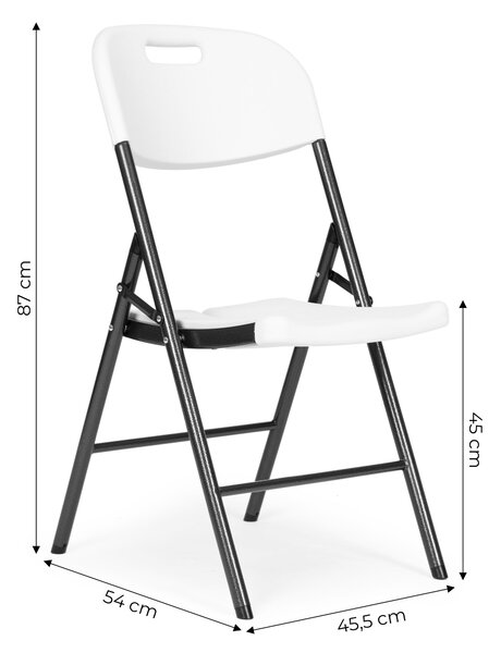 ModernHome Sada 4 skladacích stoličiek, kovový rám HDPE - biela, ModernHome