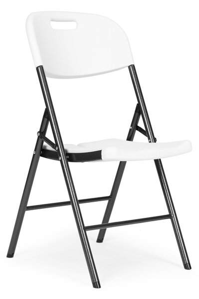 ModernHome Sada 4 skladacích stoličiek, kovový rám HDPE - biela, ModernHome