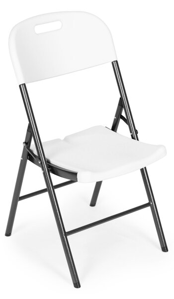 ModernHome Sada 4 skladacích stoličiek, kovový rám HDPE - biela, ModernHome