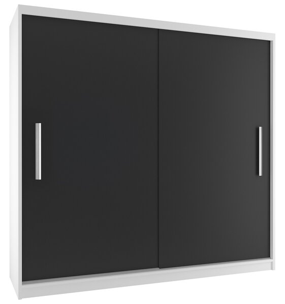 Šatníková skriňa 200 cm Belini biely mat / čierny mat s posuvnými dverami SI SZP1/2/W/B/0/AL