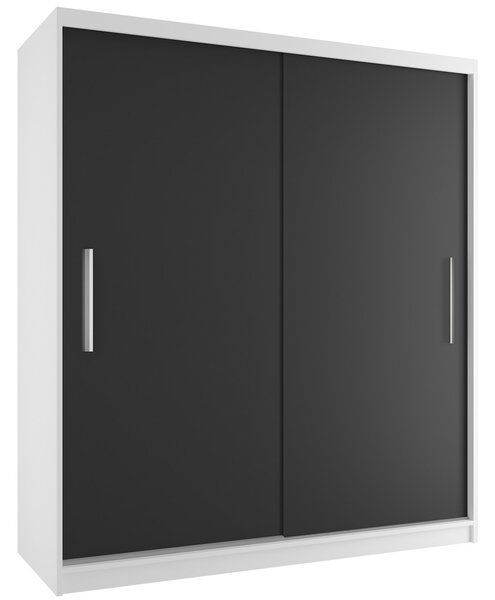 Šatníková skriňa 158 cm Belini biely mat / čierny mat s posuvnými dverami SI SZP1/2/W/B/0/AL