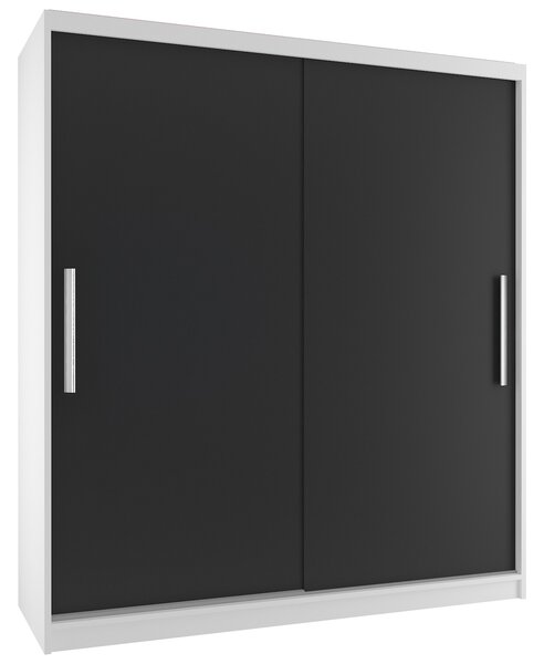 Šatníková skriňa 133 cm Belini biely mat / čierny mat s posunými dverami SI SZP2/2/W/B/0/AL