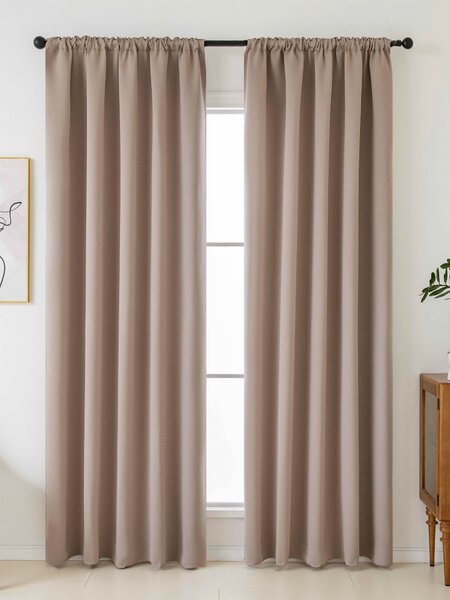 Blackout závesy Elias cappuccino – 140 × 160 cm (2 ks) - riasiaca stuha
