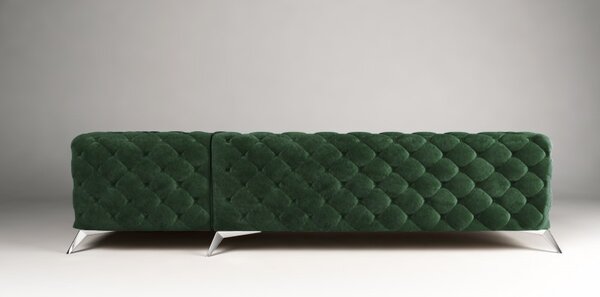 ROHOVÁ SEDAČKA CHESTERFIELD LARISSA PRAVÁ - ĽAVÁ ZELENA SMARAGDOVÁ LÁTKA 323 X 204 cm