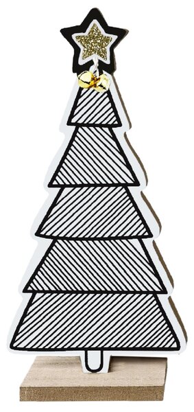 Tutumi Drevená dekorácia vianočný stromček čierno-biela