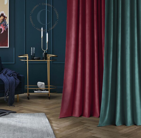 Room99 Hotový záves na krúžkoch CHARMY Jednofarebný Velúrový Zatemňovací Farba: Krémová/Strieborná, Veľkosť: 140 x 250 cm