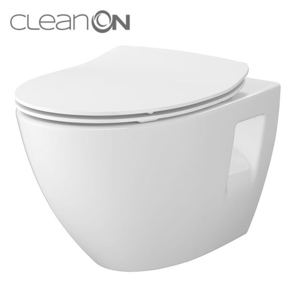 Cersanit Moduo CleanOn, závesná wc misa 53x36,5x36,5 cm s pomaly padajúcim WC sedátkom z duroplastu SET B904, biela, S701-724