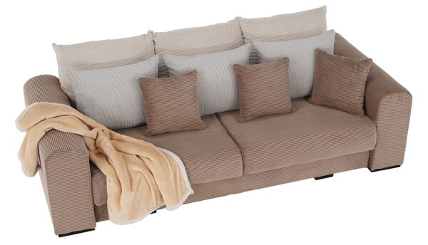 KONDELA Extra priestranná pohovka, svetlohnedá/béžová/krémová, GILEN BIG SOFA