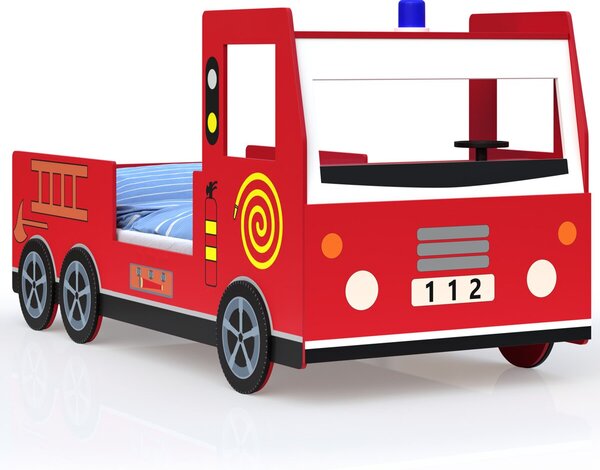 Hasičské auto - detská posteľ 200 x 90 cm červená, Monzana