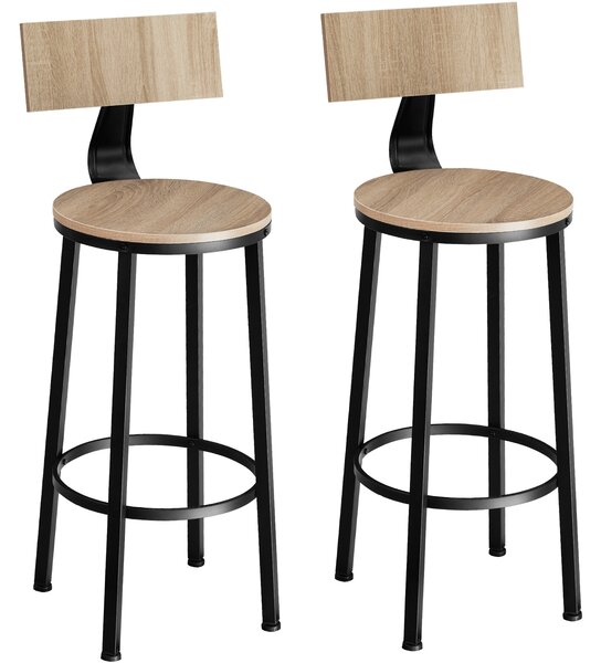 Tectake 404351 2 barové stoličky poole - industrial svetlé drevo, dub sonoma