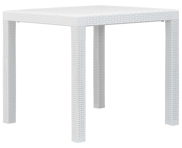 Záhradný stôl biely 79x79x72 cm plastový s ratanovým vzhľadom
