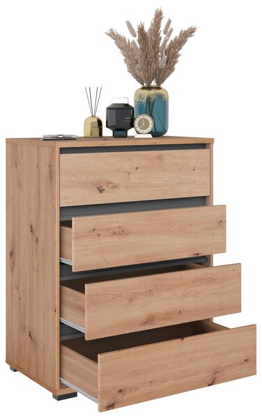 KOMODA, antracitová, farba duba, 80/103/48 cm Carryhome - Komody